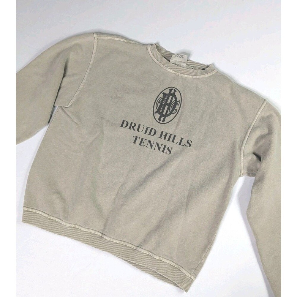 Vintage Authentic Pigment Sweatshirt S Druid Hills Tennis Crewneck Tan Preppy 90